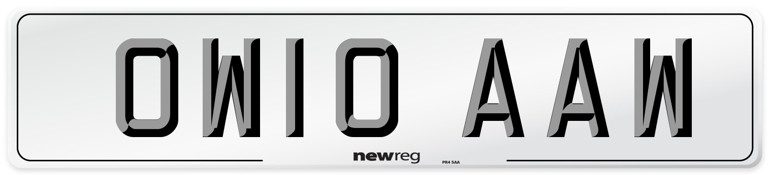 OW10 AAW Number Plate from New Reg